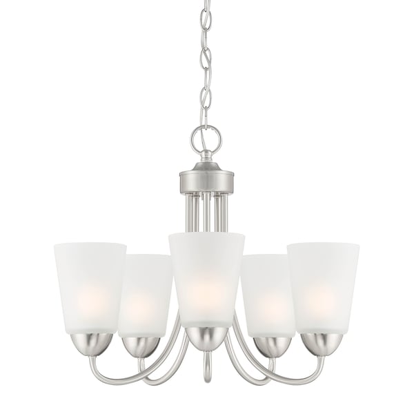Designers Fountain Malone 5 Light Transitional Brushed Nickel with Frosted Glass Shades Chandelier For Dining Rooms D267M-5CH-BN - main